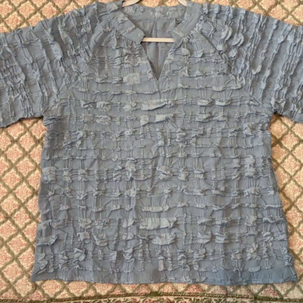 Ladies Size Large soft blue textured shirt